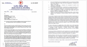 Official letter from Bar Council of India